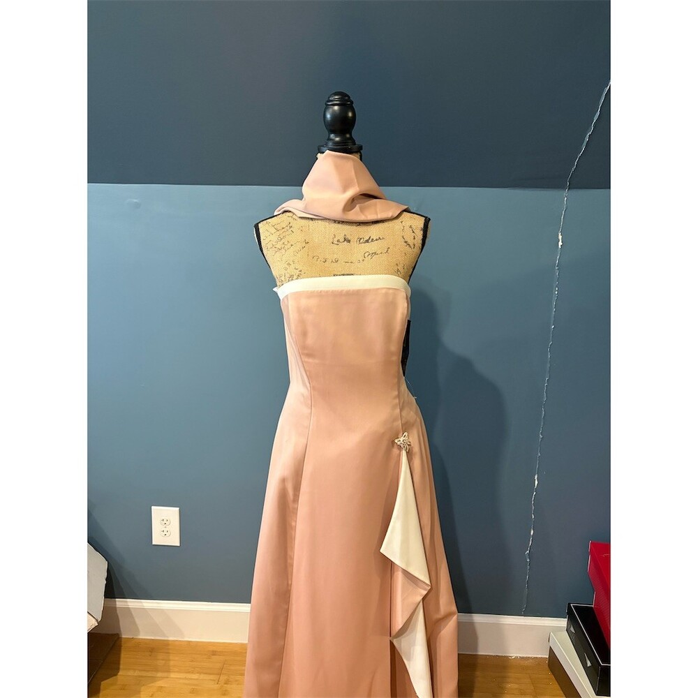 Niki by Niki Livas Evening Gown Womens M Strapless Long Pink Wrap Brooch - Picture 1 of 12